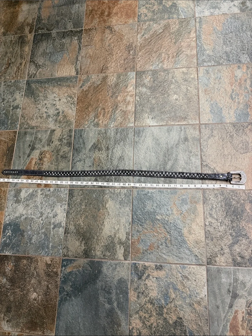 Braided Black Leather Belt with Silver Buckle